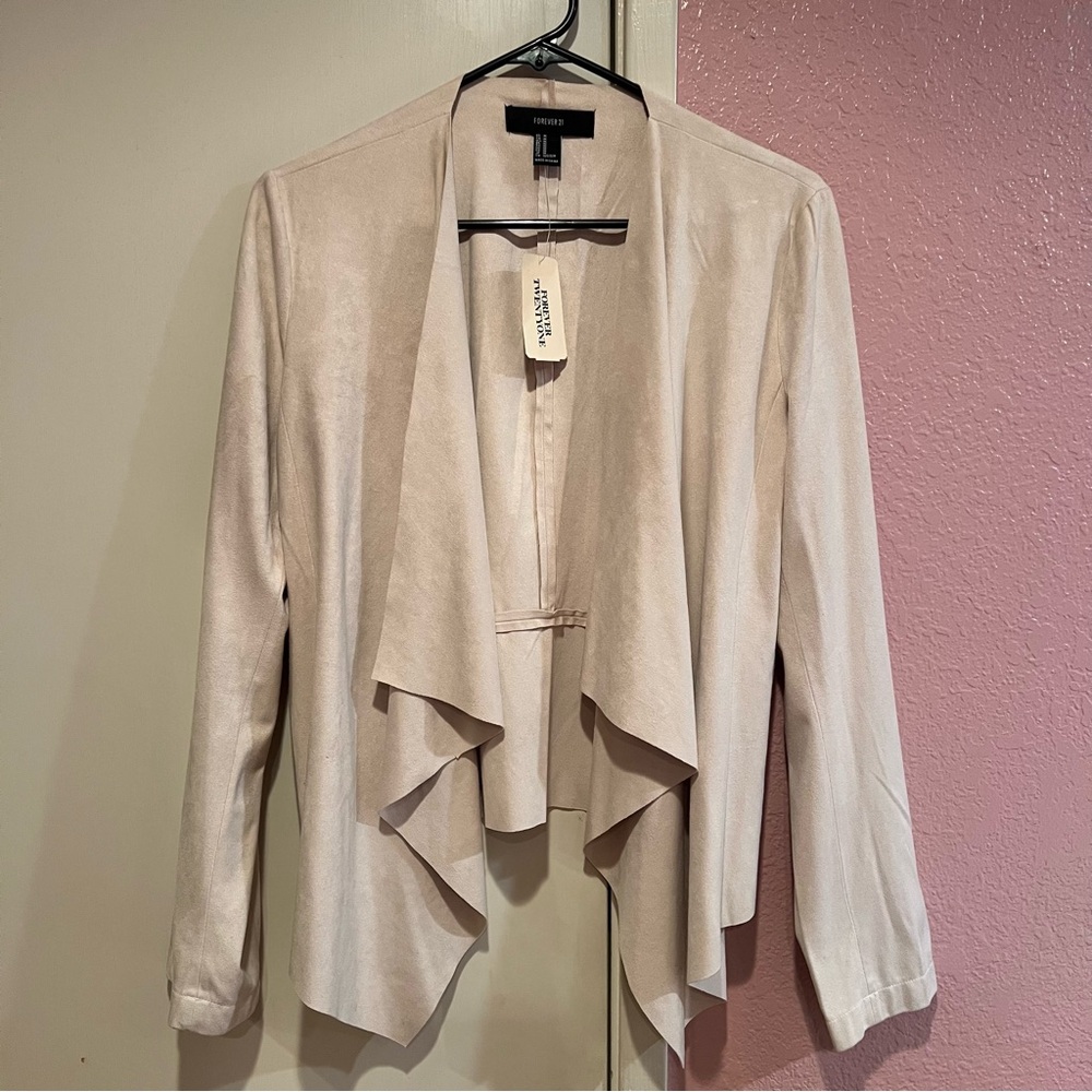 Waterfall Jacket Faux Suede Taupe Size M